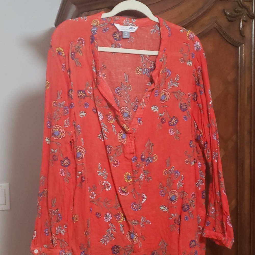Long sleeve mandarin v split linen tunic